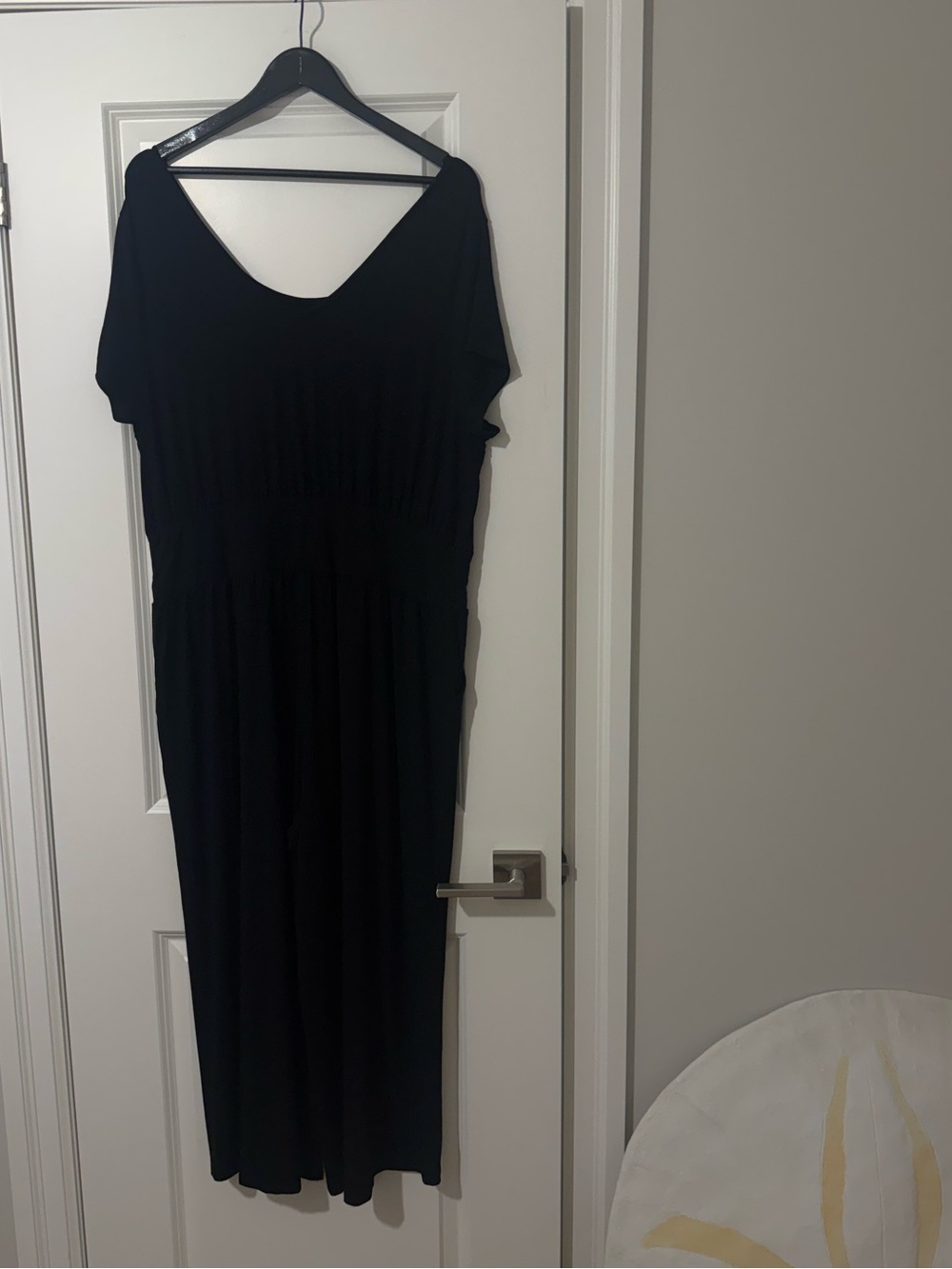 Blue Sky Black Jumpsuit with Scoop Neck and Elastic Waist